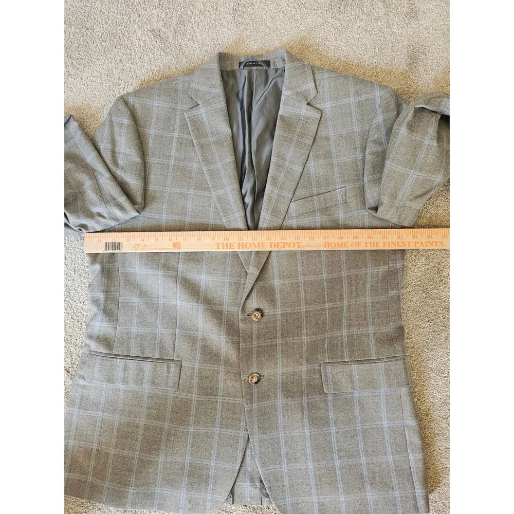 Ralph Lauren Blazer Mens 44R Silk Wool Windowpane Plaid Old Money Preppy Classic
